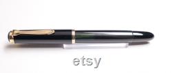 Rare Pelikan 300 Fountain Pen Black Dark Green Striped Pelikan with 585 gold F nib Wonderfull gift