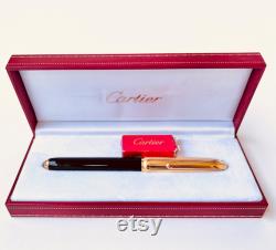 Rare Vintage Louis Cartier Dandy Black Lacquer And Gold Plated Fountain Pen Full Set SALE