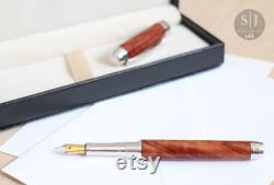 Red Coolibah Mistral Fountain Pen with Rhodium plating