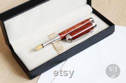 Red Coolibah Mistral Fountain Pen with Rhodium plating