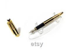 Refurbished Montblanc Meisterstuck Solitaire Gold and Black Fountain Pen With Sleeve 35979