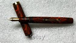 Restored 1930's Waterman's mottled hard rubber Ripple 52V fountain pen