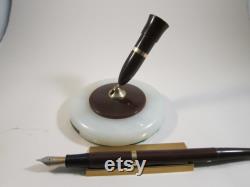Restored Sheaffer's Dry Proof Desk Set with Brown Lifetime Fine Point Fountain Pen Vintage 1930's