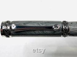 Rhodium and M3 Damascus Fountain Pen Magnificent Gift for Him or Her-OOAK