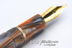 Rocky Top DiamondCast, Watts Clip Model, Handmade Fountain Pen, Bronze Accent, Gold Clip
