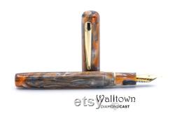 Rocky Top DiamondCast, Watts Clip Model, Handmade Fountain Pen, Bronze Accent, Gold Clip