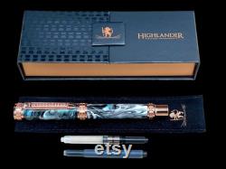 Rose Gold Fountain Pen, Handmade Luxury. Ink, Converter, Pen Sleeve, and Box Included. Handcrafted locally by Highlander Pen. Cumulus