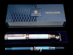 Rose Gold Fountain Pen Pearly Opal Handmade Luxury. Ink, Converter, Pen Sleeve, and Box Included. Handcrafted locally by Highlander Pen.