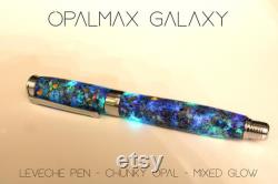 Space Fountain Pen, Galaxy Art, Real Meteorite, Moldavite, Opal, Premium hand-made , Rollerball, Aurora Nebula, crystal glow, 23k Gold Nib