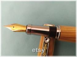 Spanish olive wood fountain pen, gift for ever, special gift, handamade, Majestic Titanium pen with Swarovski crystals, German-made plumin.