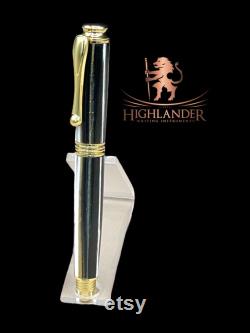 Striking Black White and Gold Acrylic Artisan Handcrafted Fountain Pen. Luxury and Precision. Choose From 6 Ink Colors Hand Made in Colorado.