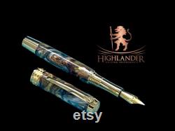 Striking Molten Metals Handcrafted Luxury Gold Fountain Pen, One of a Kind, Handmade in Colorado. Ink, Converter, Sleeve, and Box Included.