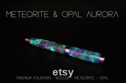 Supernova Series Galaxy Fountain Pen, Meteorite, Moldavite, Opal, Premium hand-made , Rollerball, Aurora Nebula, crystal glow, 23k Gold Nib