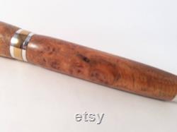 Thuya burl custom fountain pen, personalized gift for a writer.