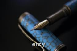 Turquoise with Gold Fountain Pen Tru-Stone Fountain Pen Vintage Fountain Pen Executive Gift Polished Stone Pen