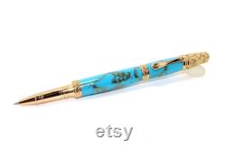 Turquoise with Gold Matrix Trustone and 24kt Gold Victorian Rollerball pen