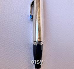Two Montblanc Boheme Sterling Silver Sapphire 18K Nib Fountain Pen and Pencil Set