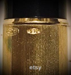 Vintage Aurora Fountain Pen Solid 925 Hallmarked Silver Body in Gold Finish 14 Karat Solid Gold Nib Made in Italy Original Gift Box