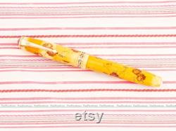 Vintage Conway Stewart 22 Cream Ivory Floral Blossoms Grecian Gold Capband Fountain Pen RARE only 2000 Produced
