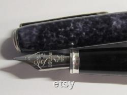 Vintage Diplomat Classic Collection Silverplated Fountain Pen Limited Edition New Old Stock Germany Mottled Grey Black Medium Nib