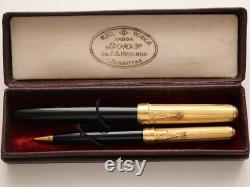 Vintage Luxurry set of fountain pen and mechanical pencil with kremlin moskow USSR