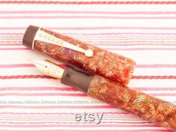Vintage PARKER VICTORY Red Stripe Hatched Fountain Pen