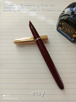 Vintage Parker 51 fountain pen Burgundy Gold Tone Fluted Cap