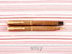 Vintage Parker Vacumatic Golden Gold Webbed Fountain Pen Double-Jewel Twin Tassie