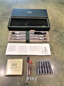 Vintage Rare Beautiful New Old Stock Cross 316-1M Metropolis Fountain Pen Ballpoint Pen Mechanical Pencil Set