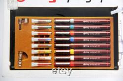 Vintage Rotring Rapidograph Iso Technical Drawing Lettering Pen Set of 8 Pens New unused set in a box