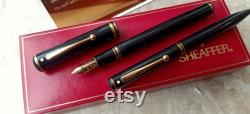 Vintage Sheaffer Connaiseur Black Gold Trim Fountain Pen and Ballpoint Pen set Nib B 18K 750