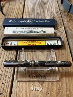 Vintage Waterman's Ideal Fountainpen ca 1930 Steel Quartz MINT box and papers