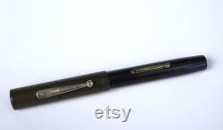 Vintage Waterman's No. 5 Black Ideal Fountain Pen with Purple 14K Gold Nib and Brown Lid Cap Very Fine Condition New Sac and Works