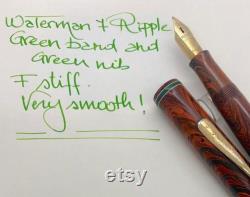 Waterman 7 Ripple ebonite green cap band and nib fountain pen
