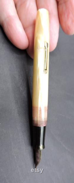 Waterman's Ideal Nurse Mother of Pearl Fountain Pen Pencil and Thermometer Trio Original Leather Pouch Set Vintage 1930's 14 Kt Pen Nib