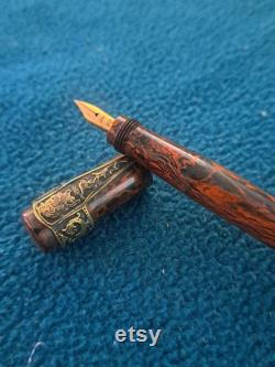 Wet Noodle The Lord Safety Pen 1920's French Red Mottled Safety Pen Restored 18k MFS 0.5 Extra Soft Super Flex to 2.5mm