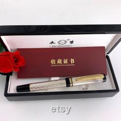 Wingsung 670 14K Gold Fountain Pen 925 Silver Body Limited Edition Pen Gift Box