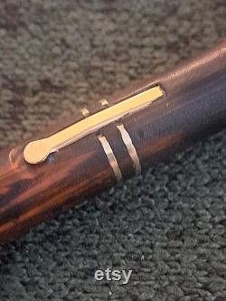 Wood Desk Pen 2 Solid 14k Bands Vintage Fountain Pen MFS 3 to 2.2mm