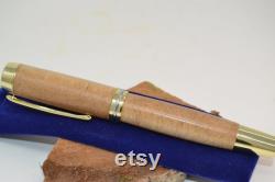 Wood fountain pen filler fountain pen birch handmade screw cap pen gift gift idea unique handmade gold plated