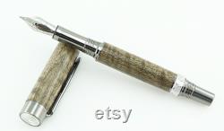 Wooden Fountain Pen Metallic Pyinma Fountain OR Rollerball Black Titanium and Rhodium hardware Stock 839FP RB CNB