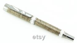 Wooden Fountain Pen Metallic Pyinma Fountain OR Rollerball Black Titanium and Rhodium hardware Stock 839FP RB CNB