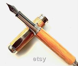 Wooden Fountain Pen Tulip Wood Made In USA Stainless Steel Hardware 004FPSSA