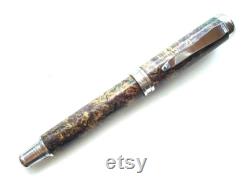 Wooden Pen Fountain Pen Box Elder Burl Dyed Blue and Purple Made In USA Stainless Steel Hardware 002FPSSB