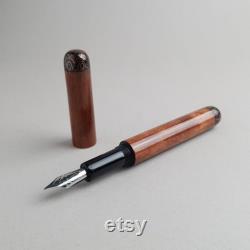 Wooden fountain pen with copper wire inlayed finials