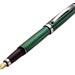 Xezo Incognito Fountain Pen, Fine Nib. Forest Green Lacquered Diamond-Cut Brass. Platinum Plated. Handmade and Limited Edition