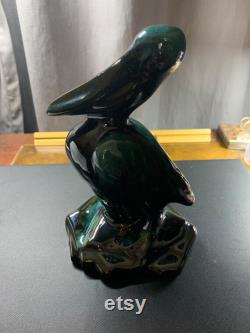 ca 1980 a RARE highly sought after dark green highly gloss PELIKAN Pen Co. Pelikan figuring Ceramic pen stand